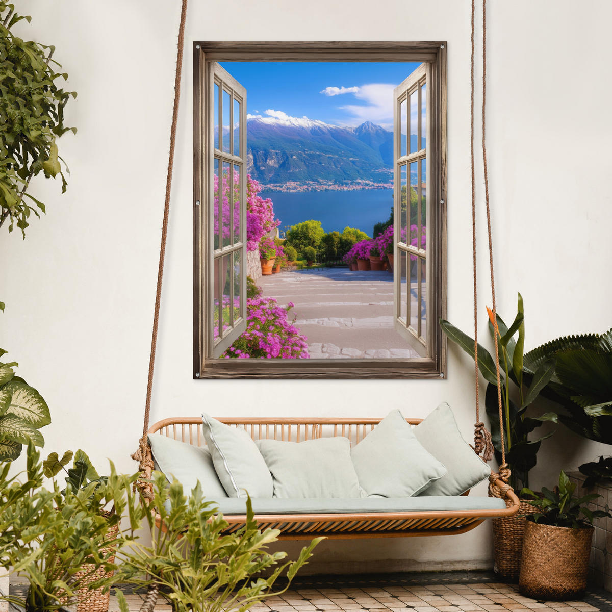 ZAHRADNÍ PLAKÁT Průhled - Hory - Krajina - Výhledy - Jezero 120x160 cm - modrá, plast (120/160/0.2cm) - OnlyWow