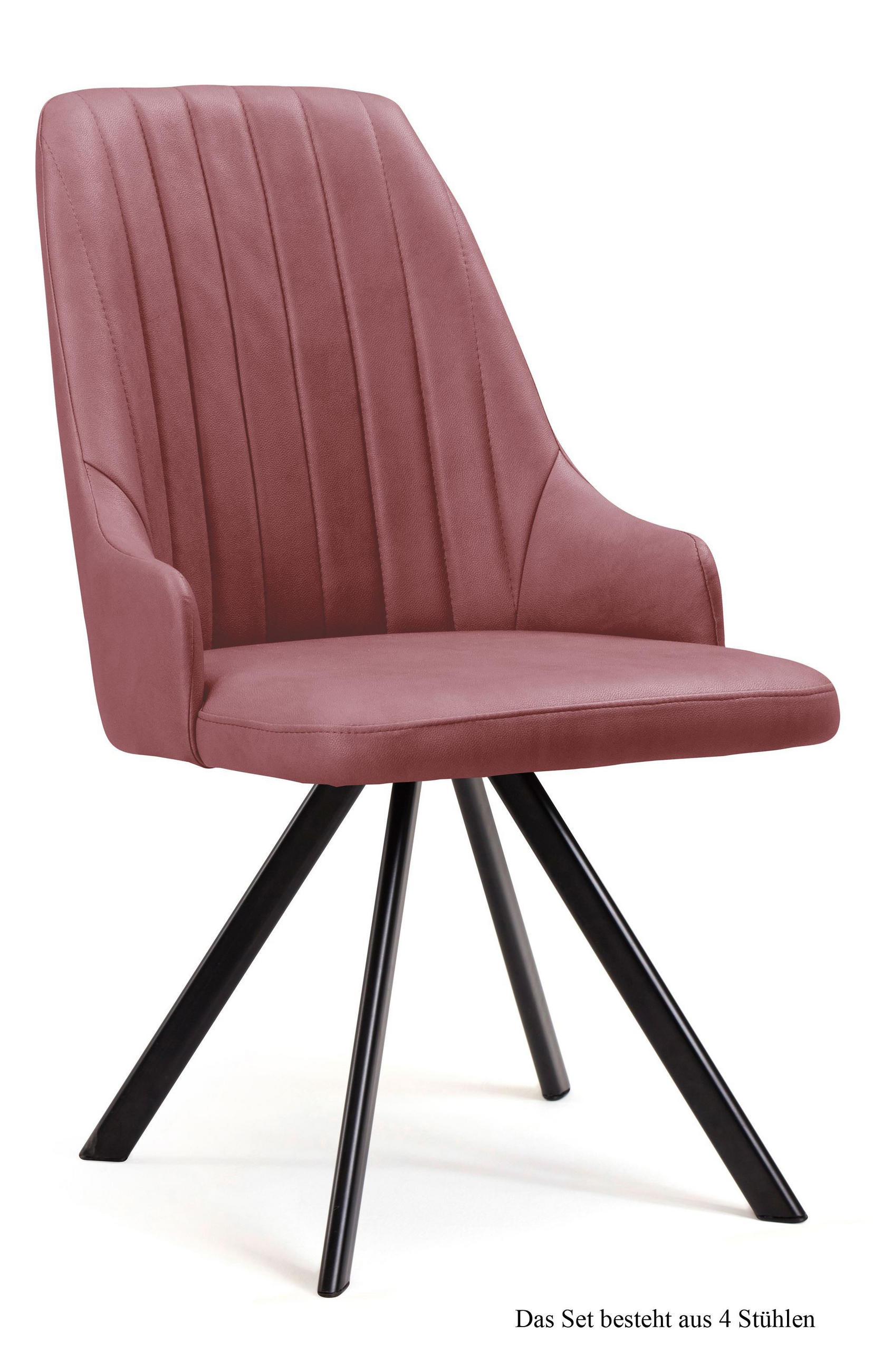 ESSZIMMERSTUHL (4er-Set) Deina 52x91x60 Schwarz/Rosewood - Dunkelrosa/Schwarz, Kunststoff (60/91/52cm) - 58aufmkessel