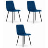 ESSZIMMERSTÜHLE 3er Set Dunkelblauer Velours, Gepolsterte Sitzfläche, Metallfüße, Modernes Design - Blau, Textil (46/89/51cm) - Best For Home