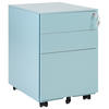 AKTENSCHRANK Metall hellblau 3 Schubladen mit Rollen Cami - Blau, Metall (39/60/50cm) - Beliani