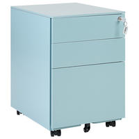AKTENSCHRANK Metall hellblau 3 Schubladen mit Rollen Cami - Blau, Metall (39/60/50cm) - Beliani