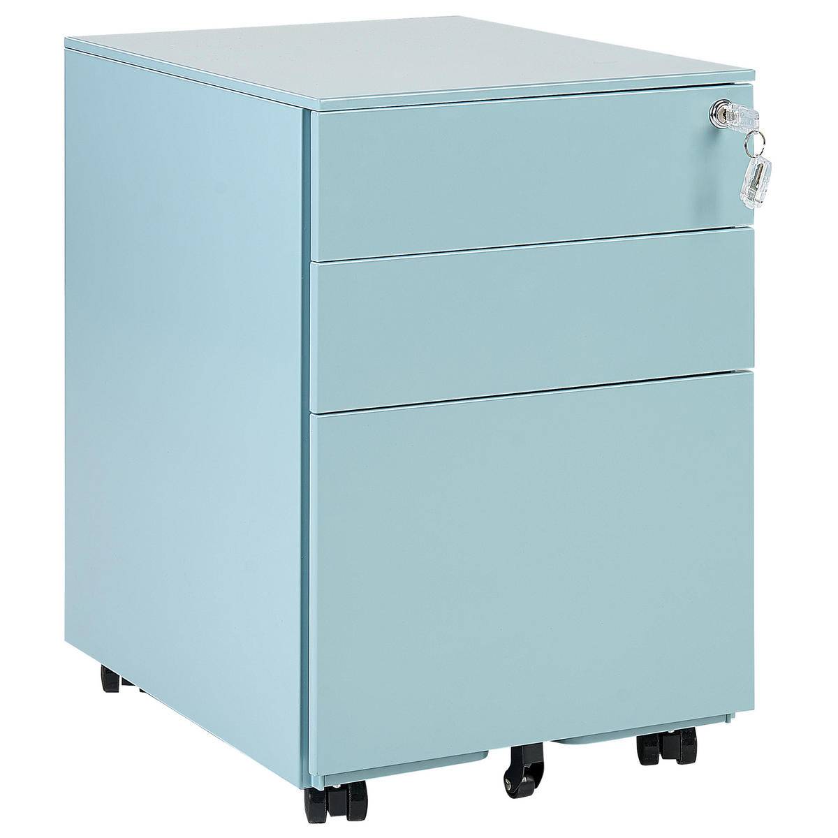 AKTENSCHRANK Metall hellblau 3 Schubladen mit Rollen Cami - Blau, Metall (39/60/50cm) - Beliani