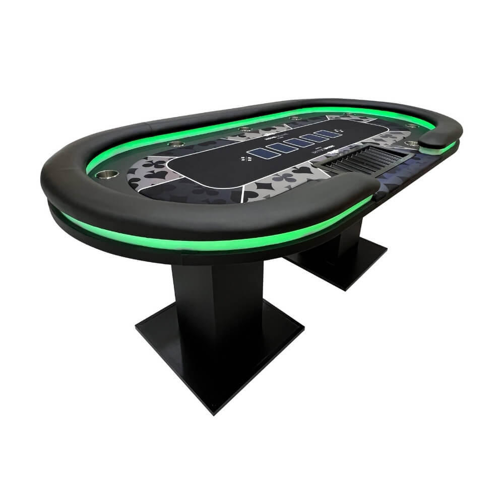 LED-POKERTISCH STRAIGHT FLUSH - Ausstattung: 2 Stühle - Schwarz, Holzwerkstoff/Metall (106/213cm) - Home Deluxe