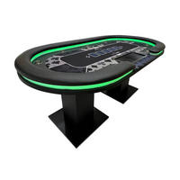 LED-POKERTISCH STRAIGHT FLUSH - Ausstattung: 2 Stühle - Schwarz, Holzwerkstoff/Metall (106/213cm) - Home Deluxe