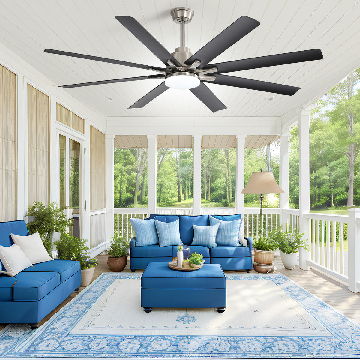 DECKENVENTILATOR DE-16312 66 Zoll Smart 8 Flügel & reversibel - Schwarz, Kunststoff (167.64/167.64/35.56cm) - ComfortXL