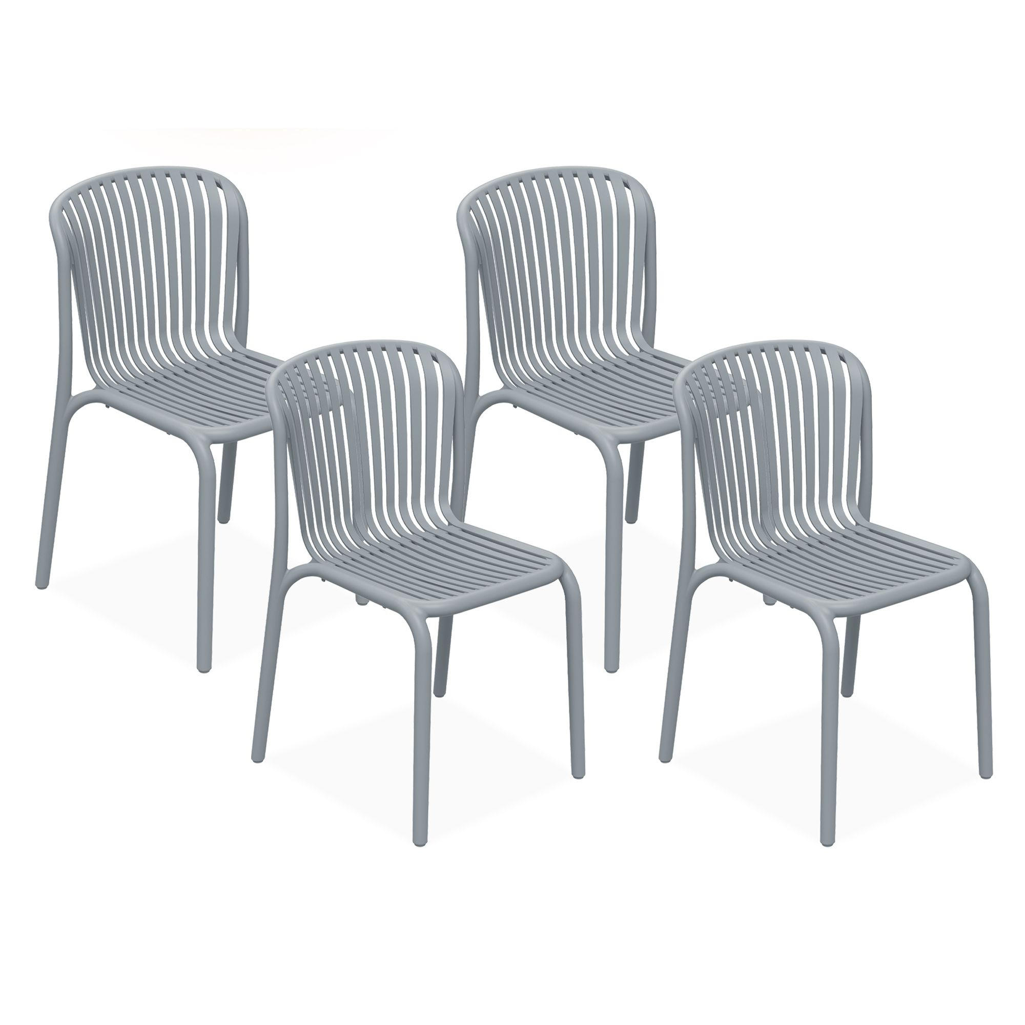 GARTENSTUHL FICCARI 4-er Set, Grau - Grau, Kunststoff (52/82.5/53cm) - KONSIMO®