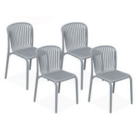 GARTENSTUHL FICCARI 4-er Set, Grau - Grau, Kunststoff (52/82.5/53cm) - KONSIMO®