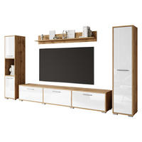 WOHNWAND Bogota XL - Silberfarben/Weiß, Holzwerkstoff/Kunststoff (180/30/31cm) - MIRJAN24