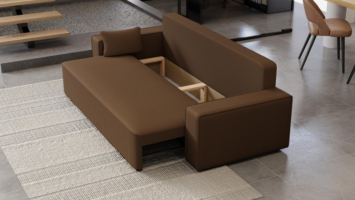 SOFA Vens mit Bettkasten und Schlaffunktion, Cordstoff - Braun, Holzwerkstoff (242/85/95cm)