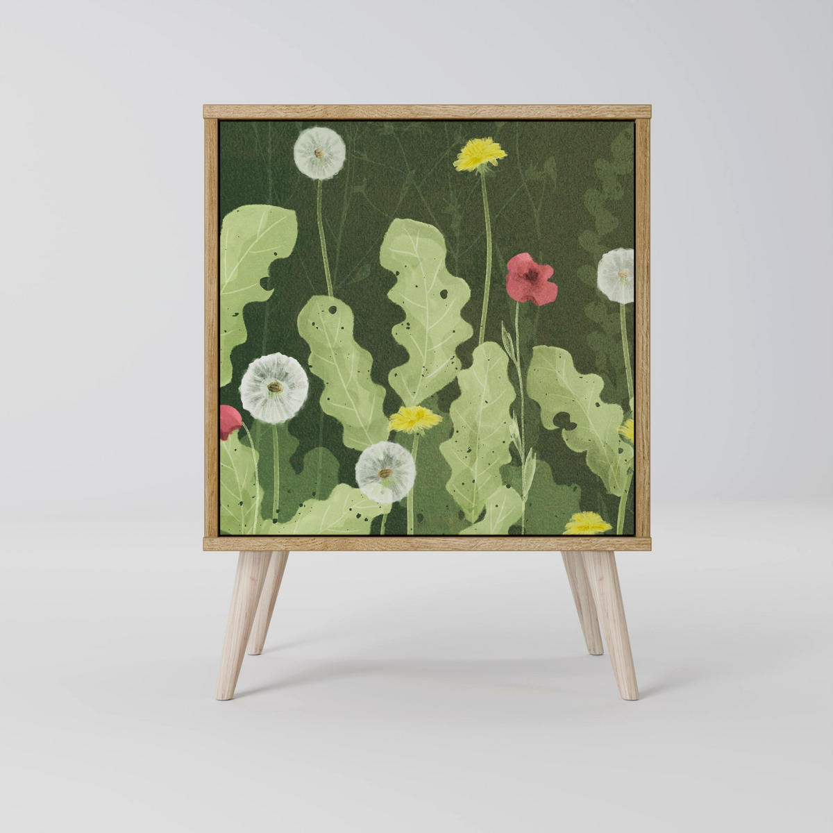 SIDEBOARD DANDELION AMUSE, Grau, 57,5x42x67,5 cm, Schwarze Metall-Rahmenfüße - Multicolor/Schwarz, Holzwerkstoff/Metall (57.5/67.5/42cm) - SpaceRebels
