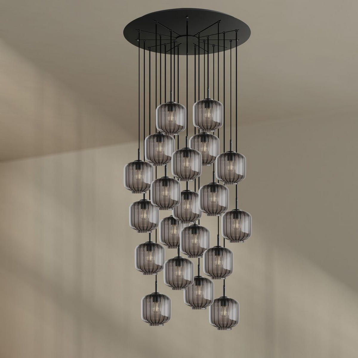 GALERIELEUCHTE Velo 20-flammig Rauch Ø 20cm - Anthrazit/Schwarz, Glas (20/20/20cm) - s.luce