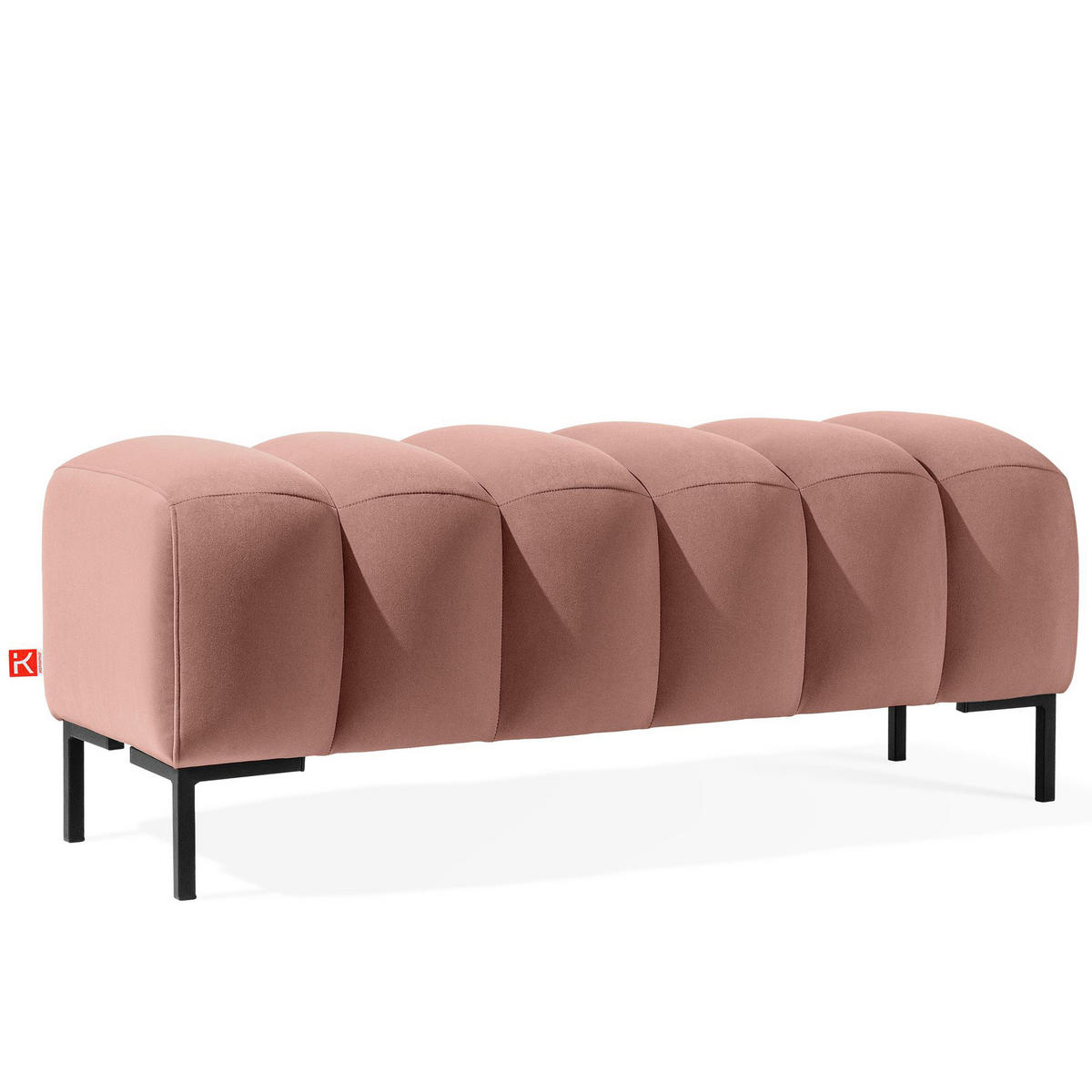 SITZHOCKER Polsterhocker PECCO, Veloursstoff - Beige/Schwarz, Holz/Textil (120/50/50cm) - KONSIMO®