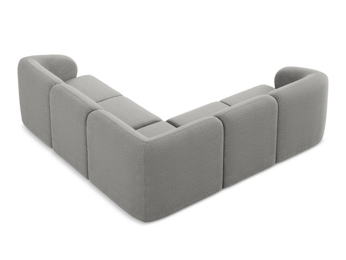 ECKSOFA Bouclé Stoff Grau - Hellgrau/Schwarz, Holzwerkstoff/Kunststoff (251/251cm) - Makamii
