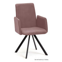 ARMLEHNSTUHL drehbar (2er-Set) Denys 52x92x60 Schwarz/Rosewood - Dunkelrosa/Schwarz, Kunststoff (60/92/52cm) - 58aufmkessel