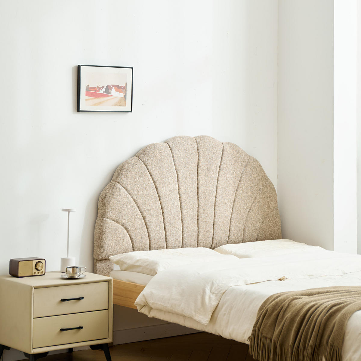 BETTKOPFTEIL Beige 140 cm - Beige, Holz (140/120/7.5cm) - Nordlys