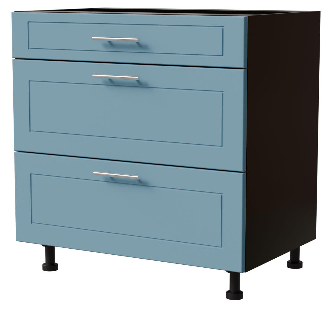 SCHUBLADENUNTERSCHRANK Bari D3/80 Schwarz / RAL 5024 pastellblau 80 / 50 / 82cm REJS Vollauszug - Blau/Schwarz, Holz/Holzwerkstoff (80/82/50cm) - Feldmann-Wohnen