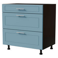 SCHUBLADENUNTERSCHRANK Bari D3/80 Schwarz / RAL 5024 pastellblau 80 / 50 / 82cm Blum Teilauszug - Blau/Schwarz, Holz/Holzwerkstoff (80/82/50cm) - Feldmann-Wohnen