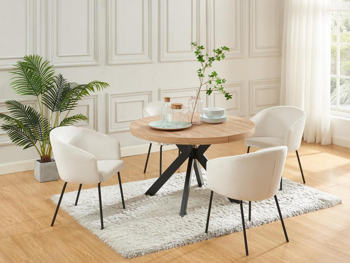 ESSTISCH - ausziehbar - 4 bis 8 Personen - MDF & Stahl - Naturfarben & Schwarz - KOMONI - Schwarz/Naturfarben, Holz (220/120/76cm) - Vente-Unique
