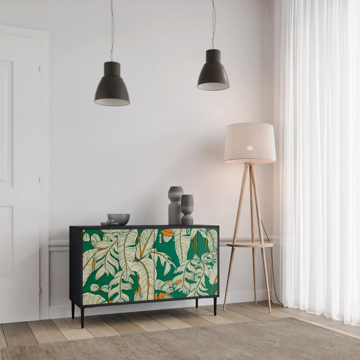 SIDEBOARD VERDANT PLEASURES, Eicheneffekt, 111x42x77,5 cm, 2 Türen - Eichefarben/Buchefarben, Holzwerkstoff/Buchenholz (111/77.5/42cm) - SpaceRebels