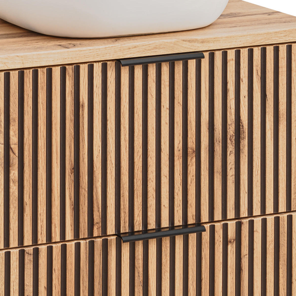 WASCHTISCH 60.6cm Gaia Holz in Eichenoptik und Schwarz - Schwarz, Holzwerkstoff (60.6/59/46cm) - Petits-meubles