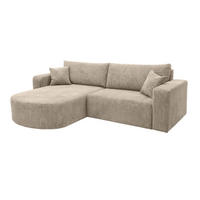 ECKSOFA Mit Schlaffunktion, Cordstoff Poso, Dunkelbeige, Links, ROUND ONE - Beige, Holz (244/175cm) - Kaiser Möbel