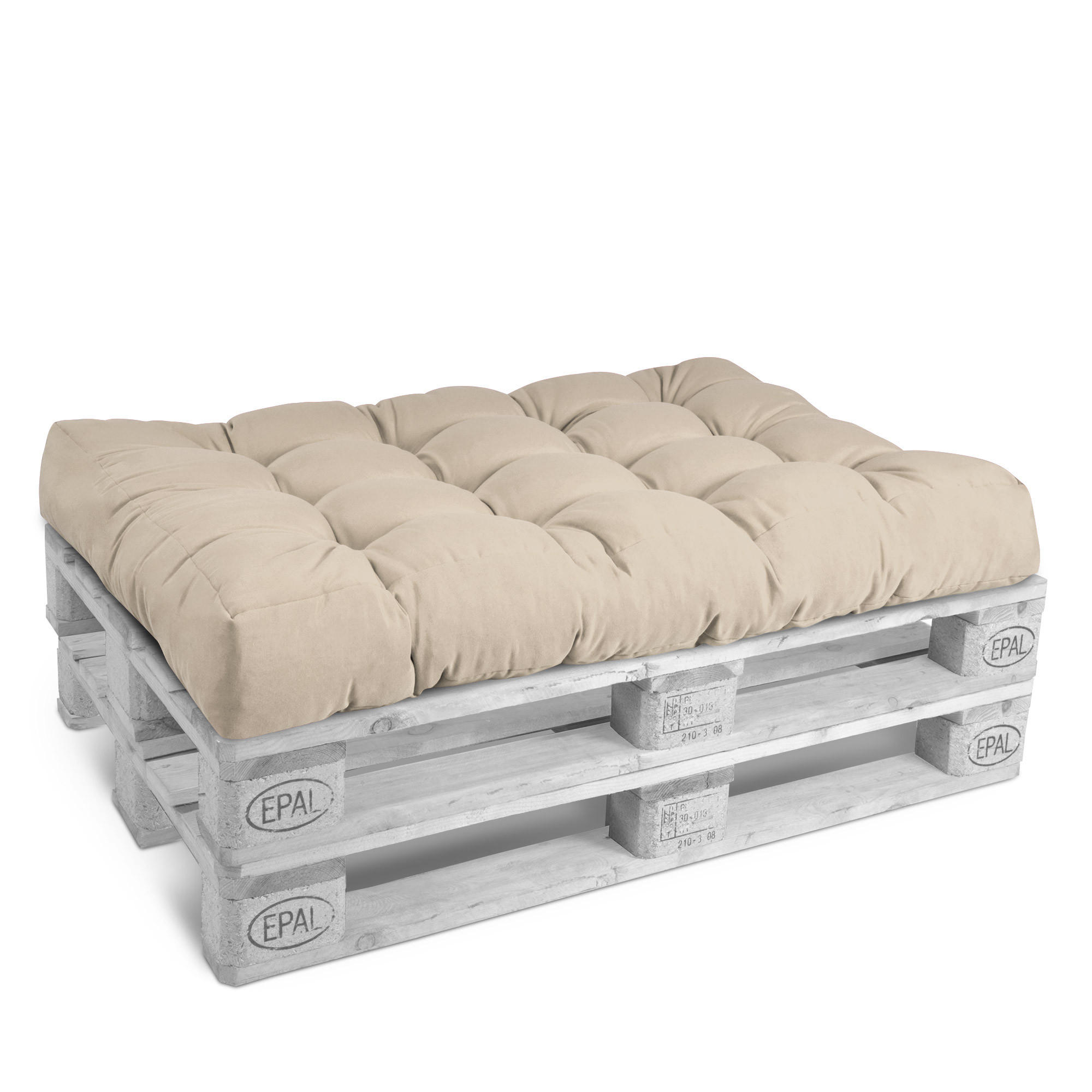 Beautissu Palettenkissen Beige 80x15x120 cm