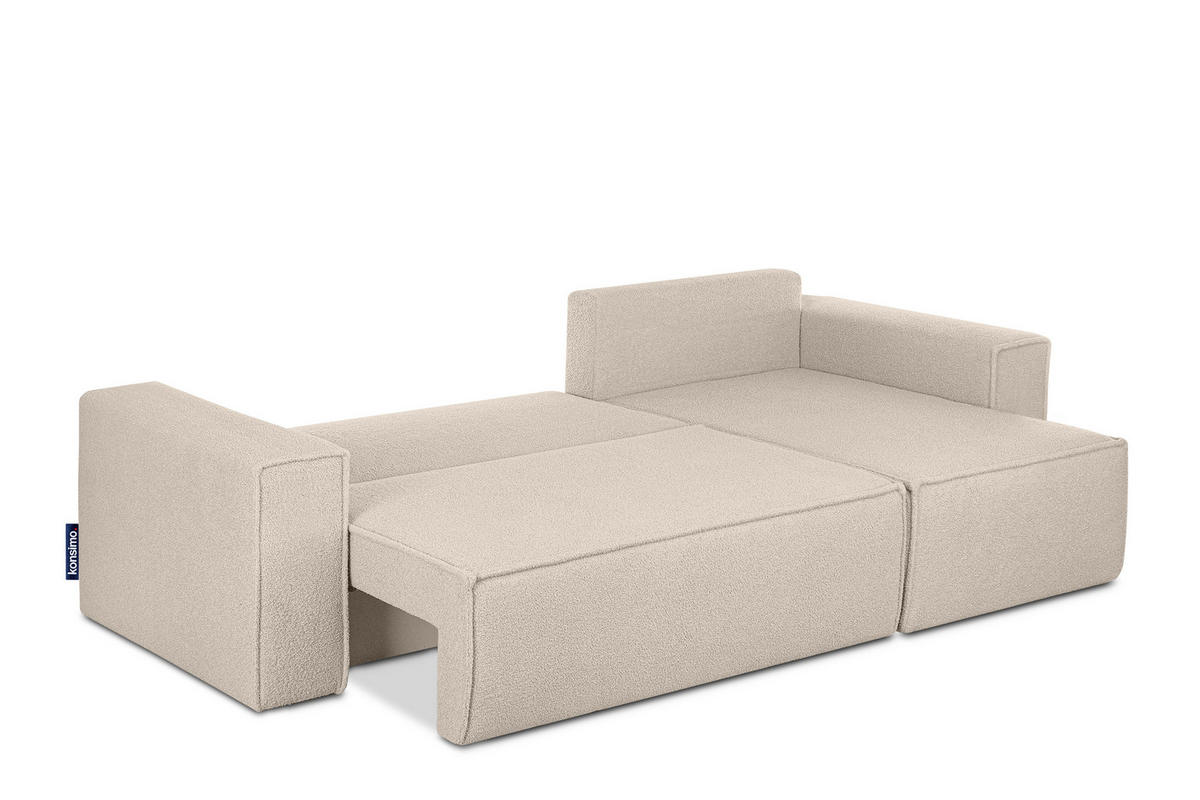 ECKSCHLAFSOFA-LINKS/RECHTS NAPI II in Pet Friendly Stoff, elfenbein - Creme/Weiß, Textil (262/148cm) - KONSIMO®