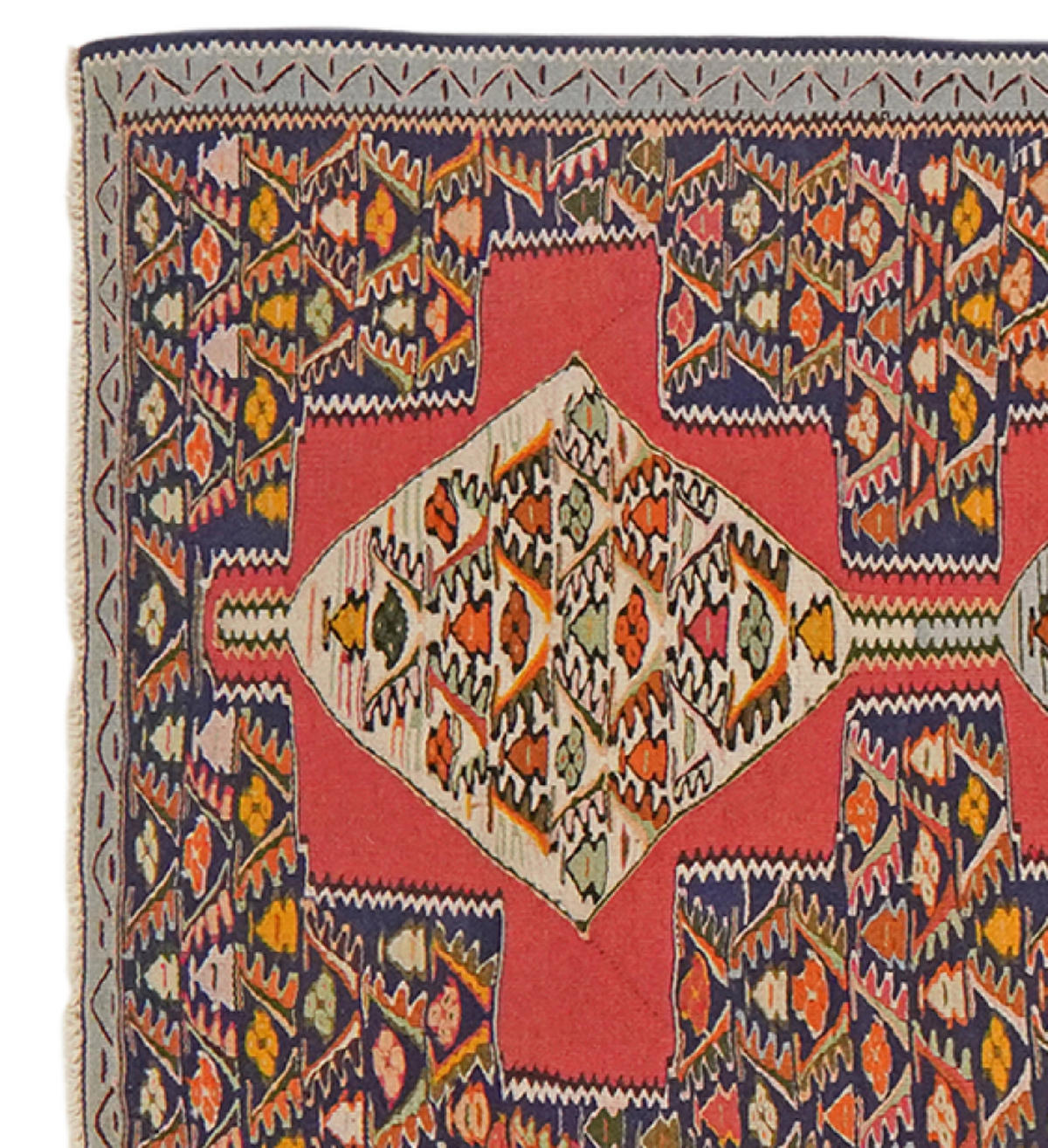 HANDWEBTEPPICH Kelim Senneh Rot 298/80 cm Schurwolle - Rot, Textil (80/298cm) - Looma