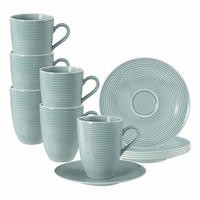 HENKELBECHER MIT UNTERTASSEN Beat Color Glaze Arktisblau 350 ml 6er Set - Blau, Keramik (16.7/12.8/16.7cm) - Seltmann Weiden