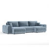 PANORAMASOFA Zanzibar Blau Grau Samtstoff - Blaugrau/Schwarz, Holz/Holzwerkstoff (325/79/144cm) - Maison de Reve