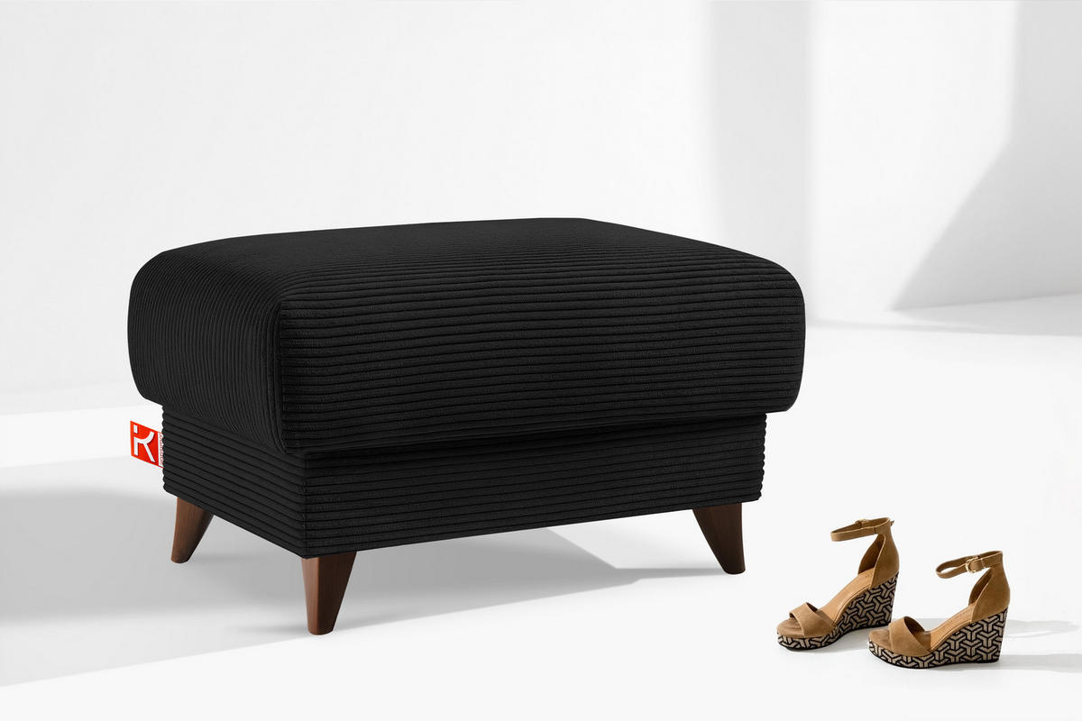 HOCKER GUSTAVO II, Schwarz - Schwarz/Braun, Holz/Holzwerkstoff (92/49/92cm) - KONSIMO®