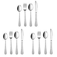 KINDERBESTECK Set 12-teilig Edelstahl Hammergriff Spülmaschinenfest - Silberfarben, Metall