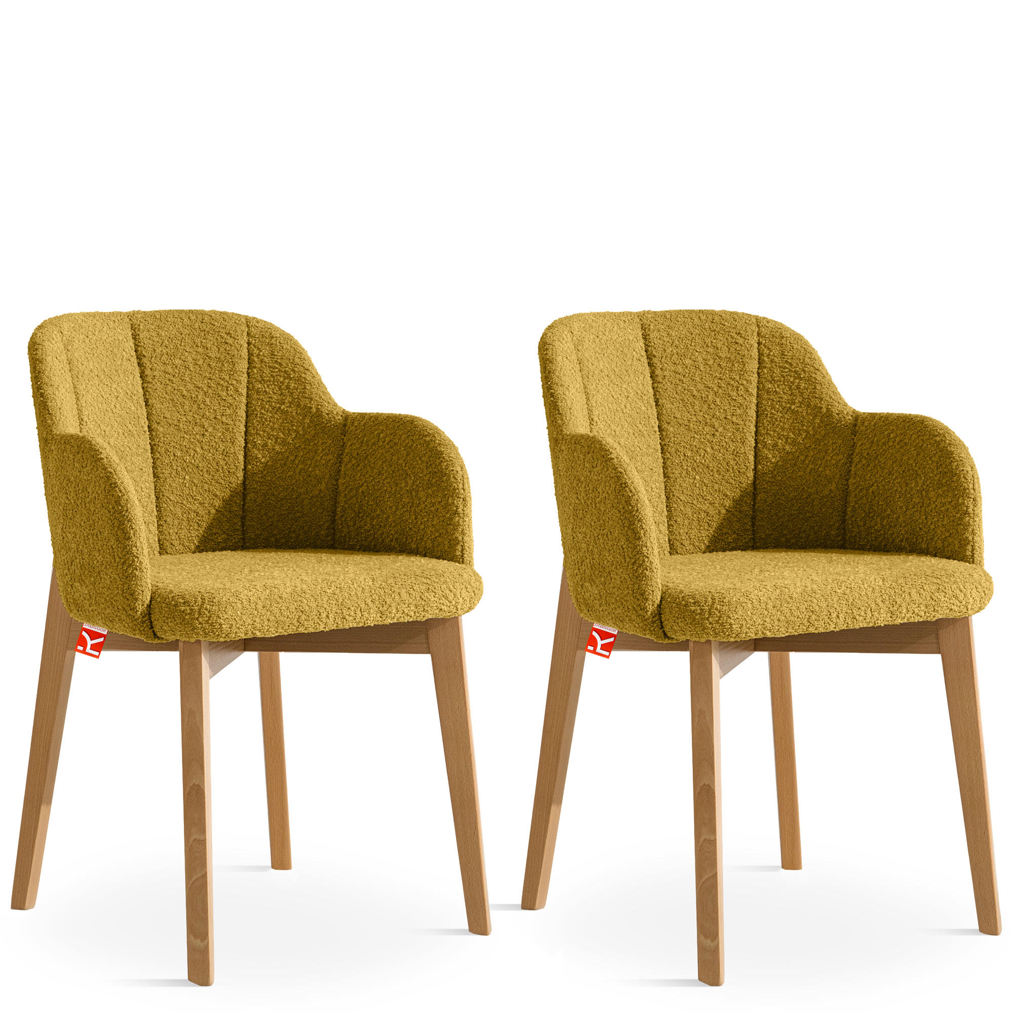 POLSTERSTUHL LONIS Esszimmerstühle 2er Set - Eichefarben/Honig, Holz/Textil (55/82/54cm) - KONSIMO®