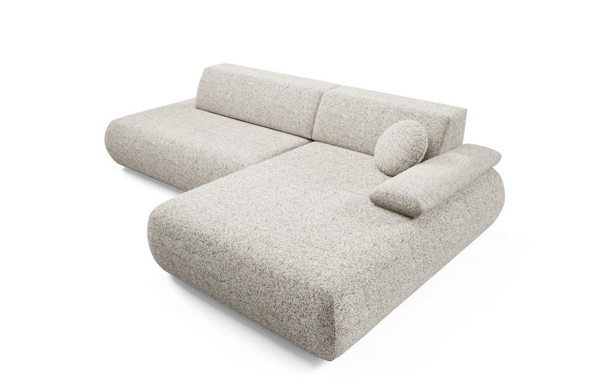 ECKSOFA DELTA R-S Beige Geflochtener Stoff mit Schlaffunktion - Beige, Holz (286/173.5cm) - MASSENO