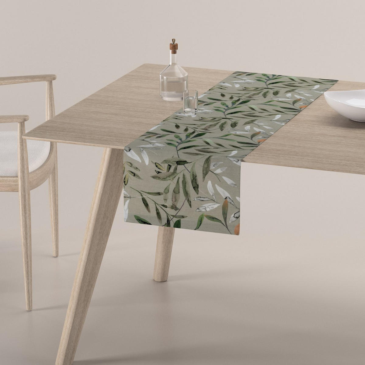 TISCHLÄUFER Eden, grau und grün, 40x130 cm - Grau, Textil (40/130cm) - Dekoria