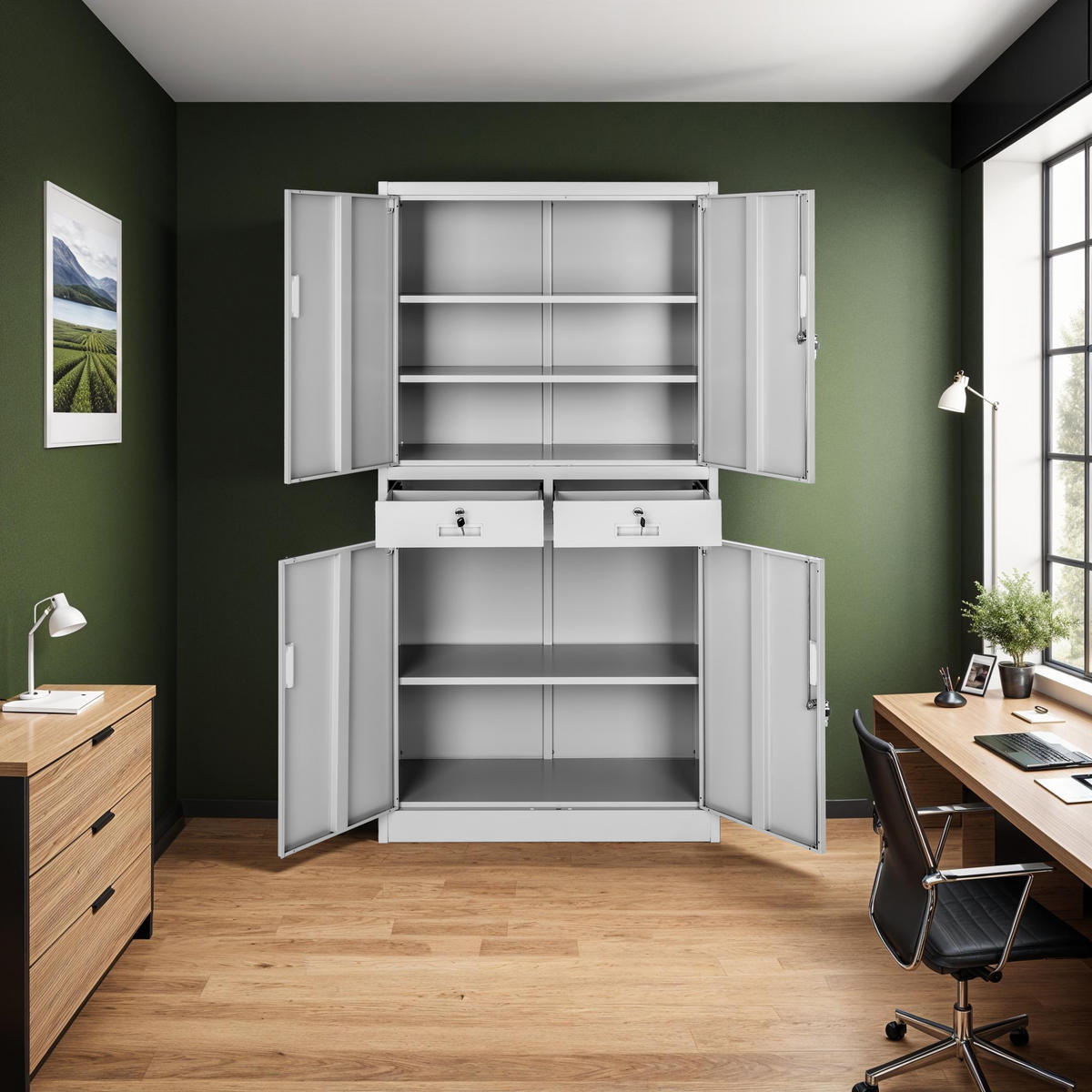 AKTENSCHRANK ,180 x 80 x 40 cm,hellgrau - Hellgrau, Metall (40/180/80cm) - tectake