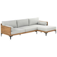 GARTEN-ECKSOFA 4-Sitzer Grau Cavezzo - Hellbraun/Schwarz, Holz (254/77/150cm) - Beliani