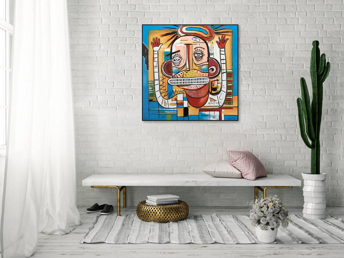 RUČNE MAĽOVANÝ AKRYLOVÝ OBRAZ 80/80 cm, viacfarebný, abstraktný dekoratívny motív - viacfarebná, drevo/textil (80/80cm) - KUNSTLOFT