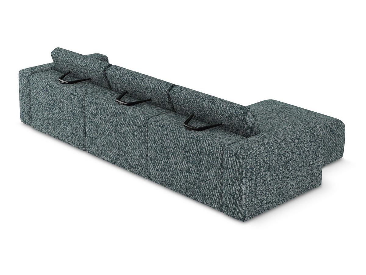 ECKSOFA Links Strukturstoff Stoff Blau - Blau/Blaugrau, Kunststoff/Textil (167/314cm) - Makamii