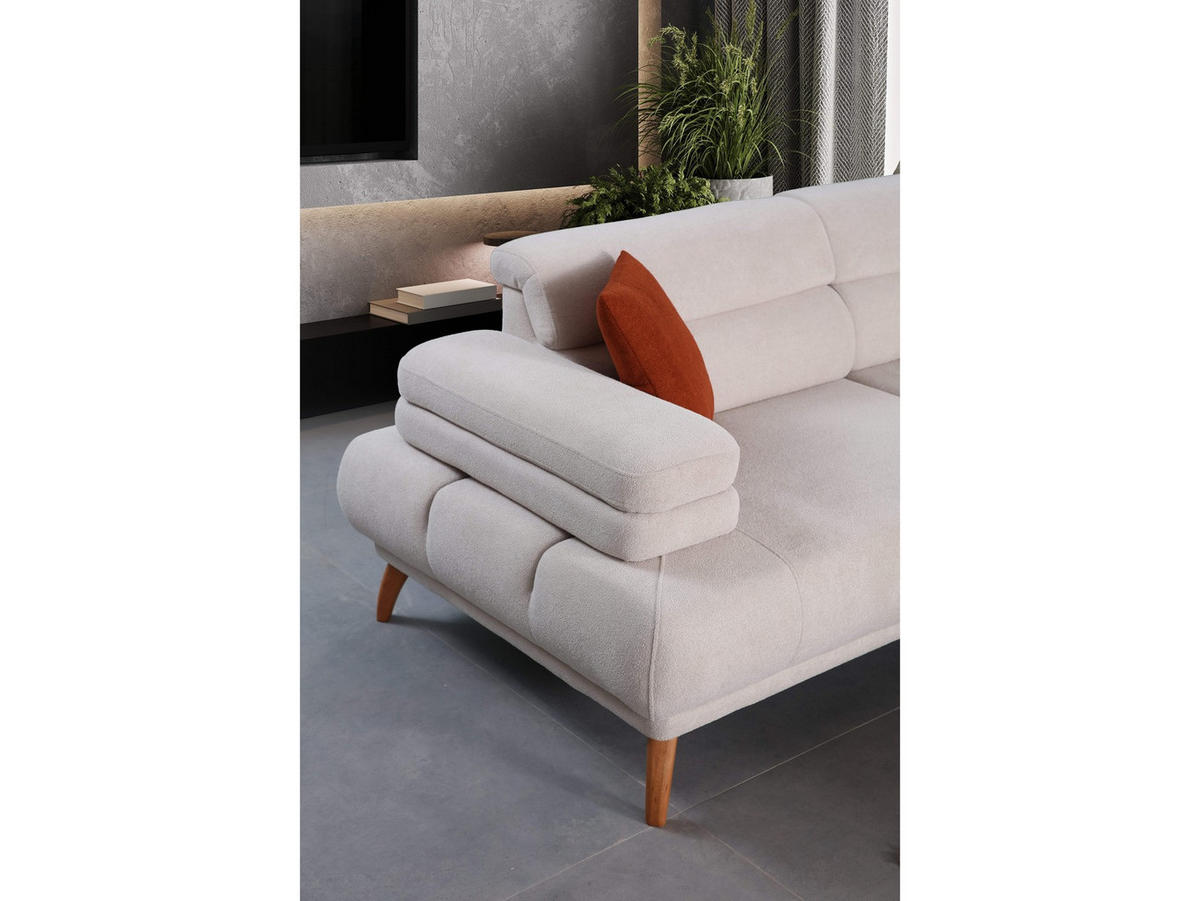 3-SITZER Sofa SEVDA, Creme - Creme, Holz/Textil (240/80/103cm) - Villa Möbel