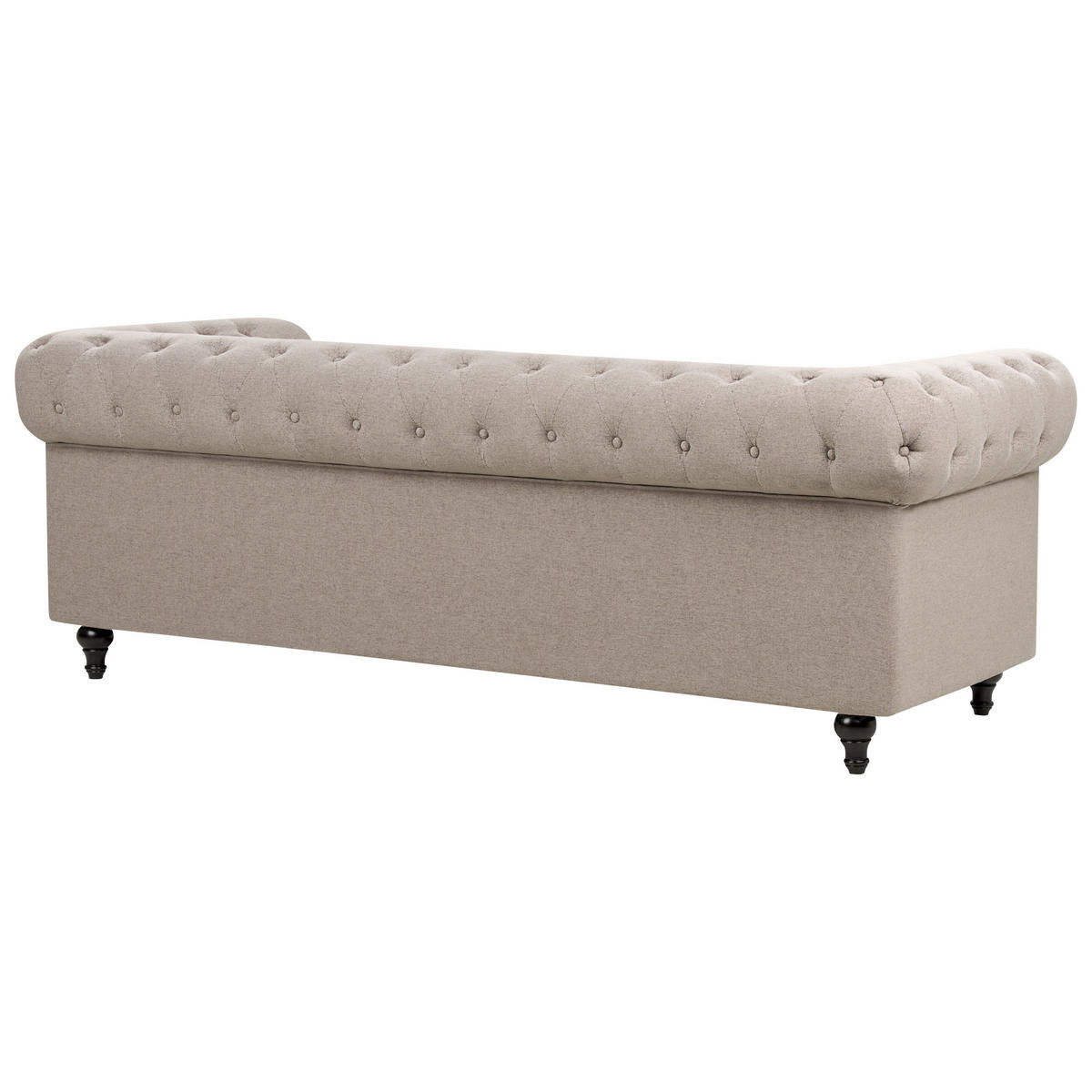 3-SITZER-SOFA Leinenoptik taupe Chesterfield - Beige/Dunkelbraun, Textil (202/70/75cm) - Beliani