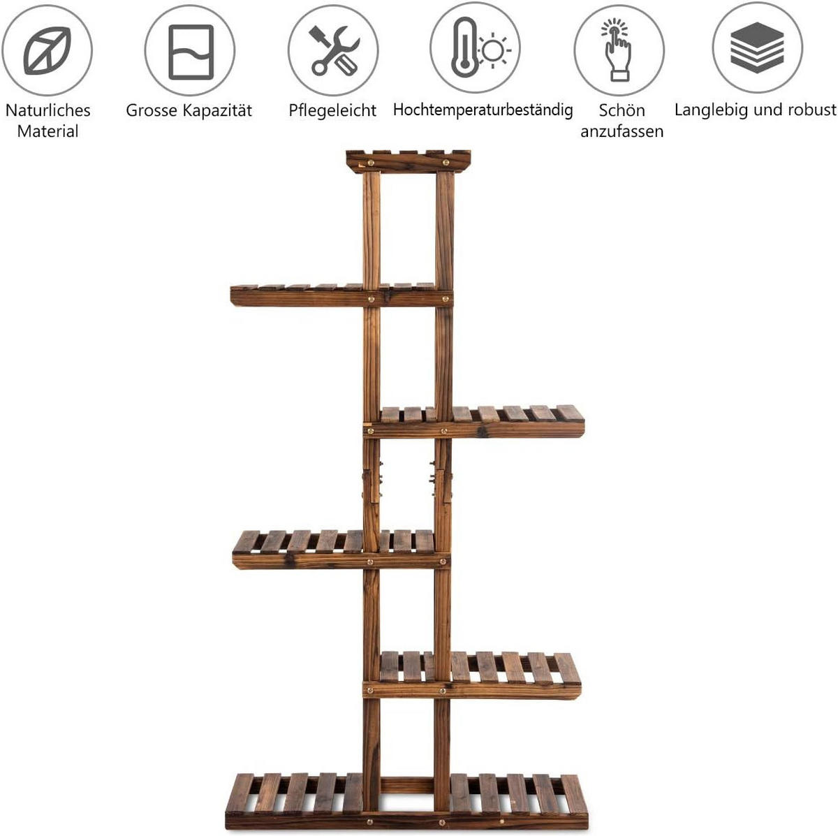 PFLANZENREGAL Blumenregal Braun - Braun, Holz (25/140/75cm) - COSTWAY