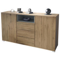 SIDEBOARD Skadu Graphit Seidenmatt - Graphitfarben, Holzwerkstoff (138.5/75.5/35cm) - Vladon