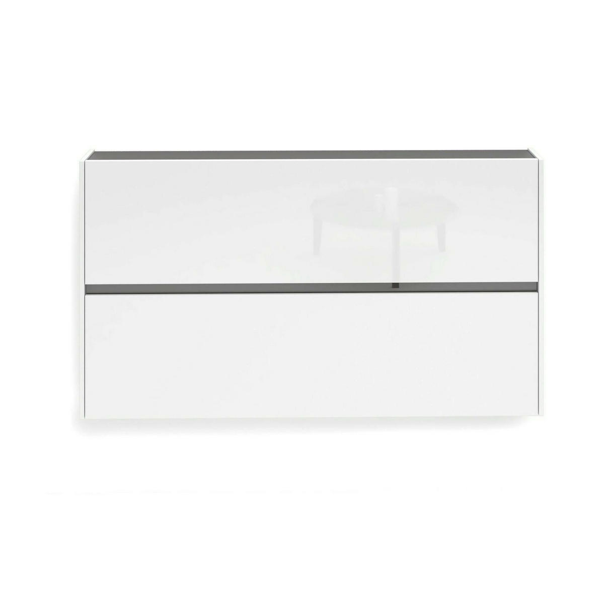 SCHUHSCHRANK Glänzendes Weiß 19/160/85 cm - Weiß, Holzwerkstoff (160/85/19cm) - DMORA