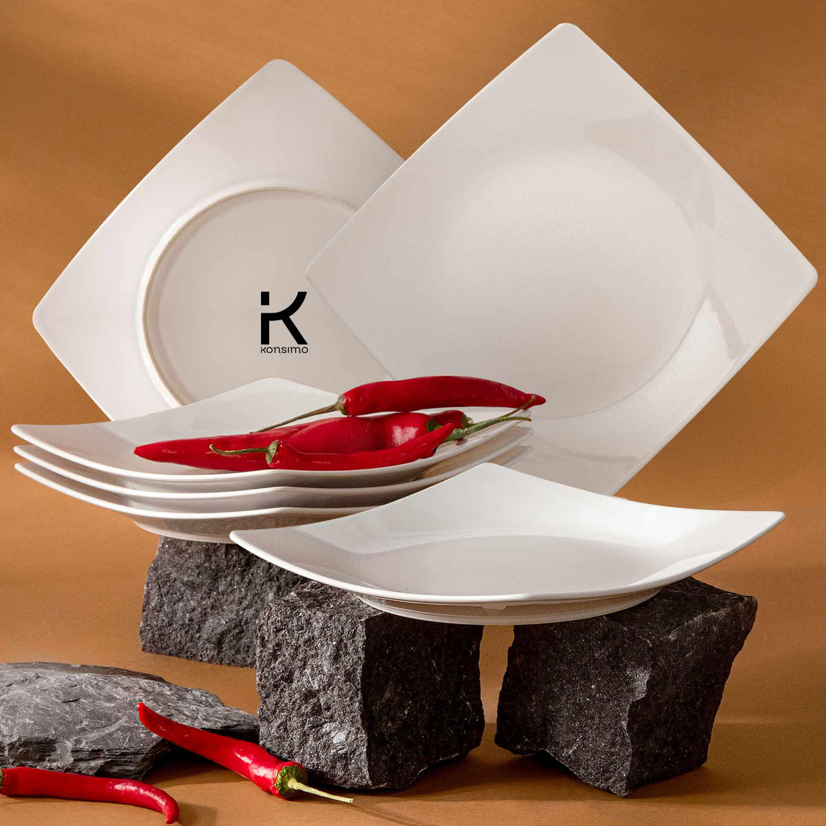 TELLERSET EPIRI Dessertteller 6 Personen 6-tlg - Weiß, Keramik (21cm) - KONSIMO®