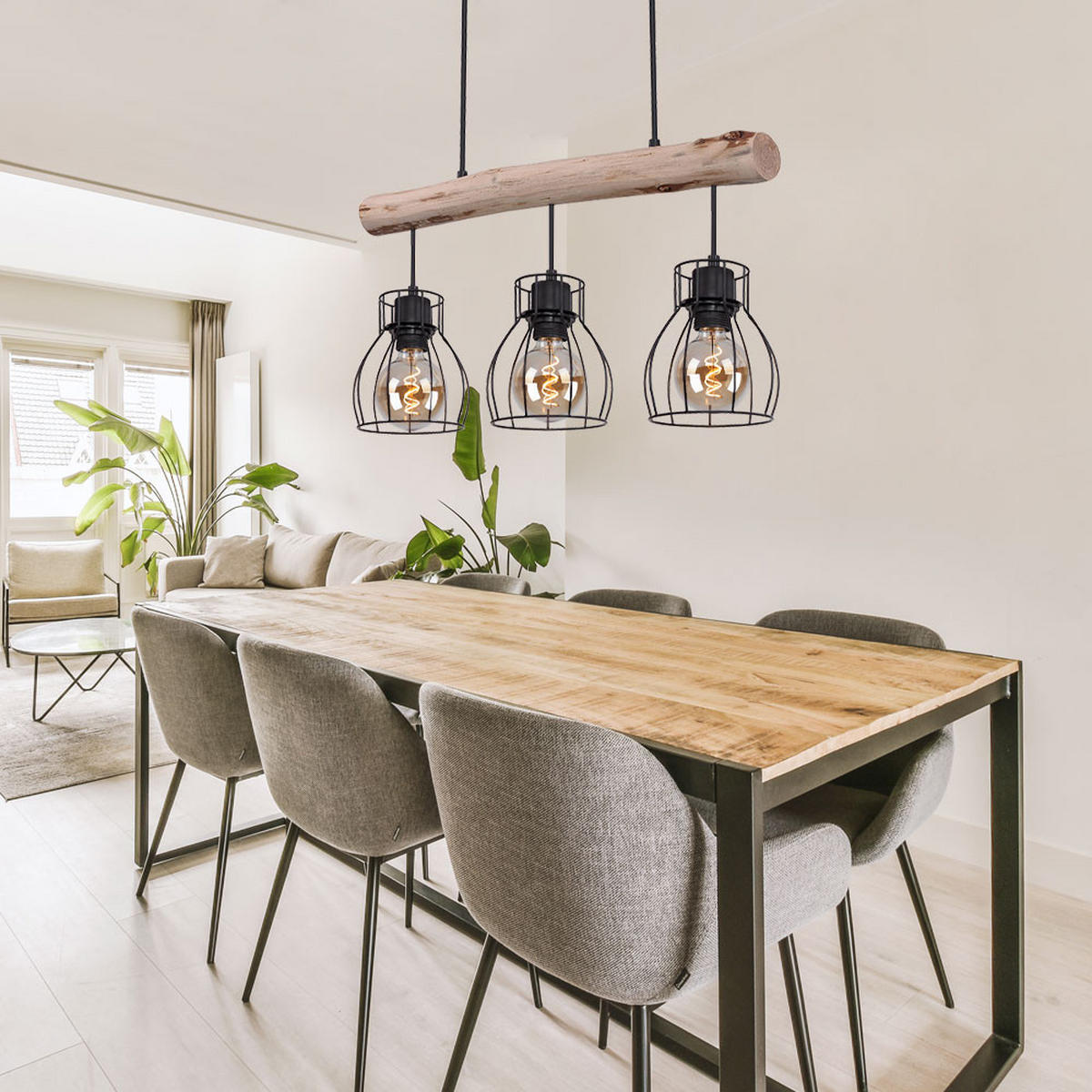 HÄNGELEUCHTE Balken Braun Schwarz - Braun, Holz (55/13.6/140cm)