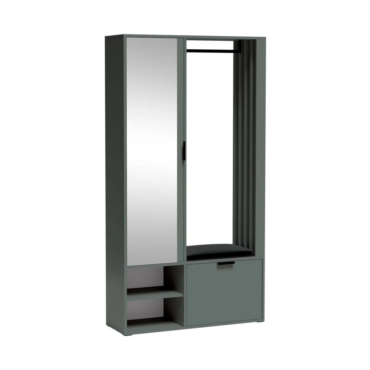 GARDEROBENSCHRANK Limo Plus mit zwei Türen und Sitzpolster grün - Grün, Holzwerkstoff (100/190/33cm) - Beautysofa