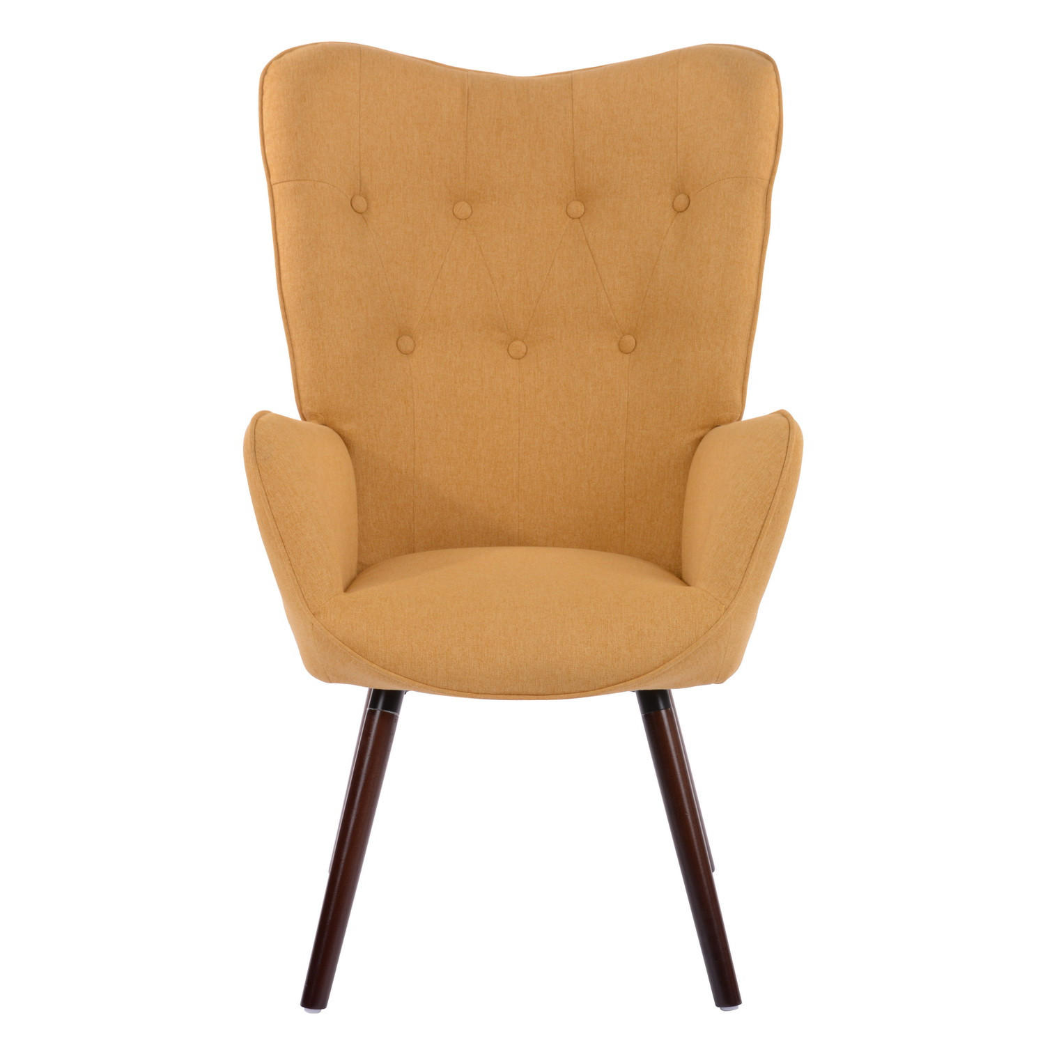 SESSEL Stoff, Beine aus Massivholz Gelb - Gelb/Dunkelbraun, Holz/Buchenholz (71/66/104cm) - Urban Meuble