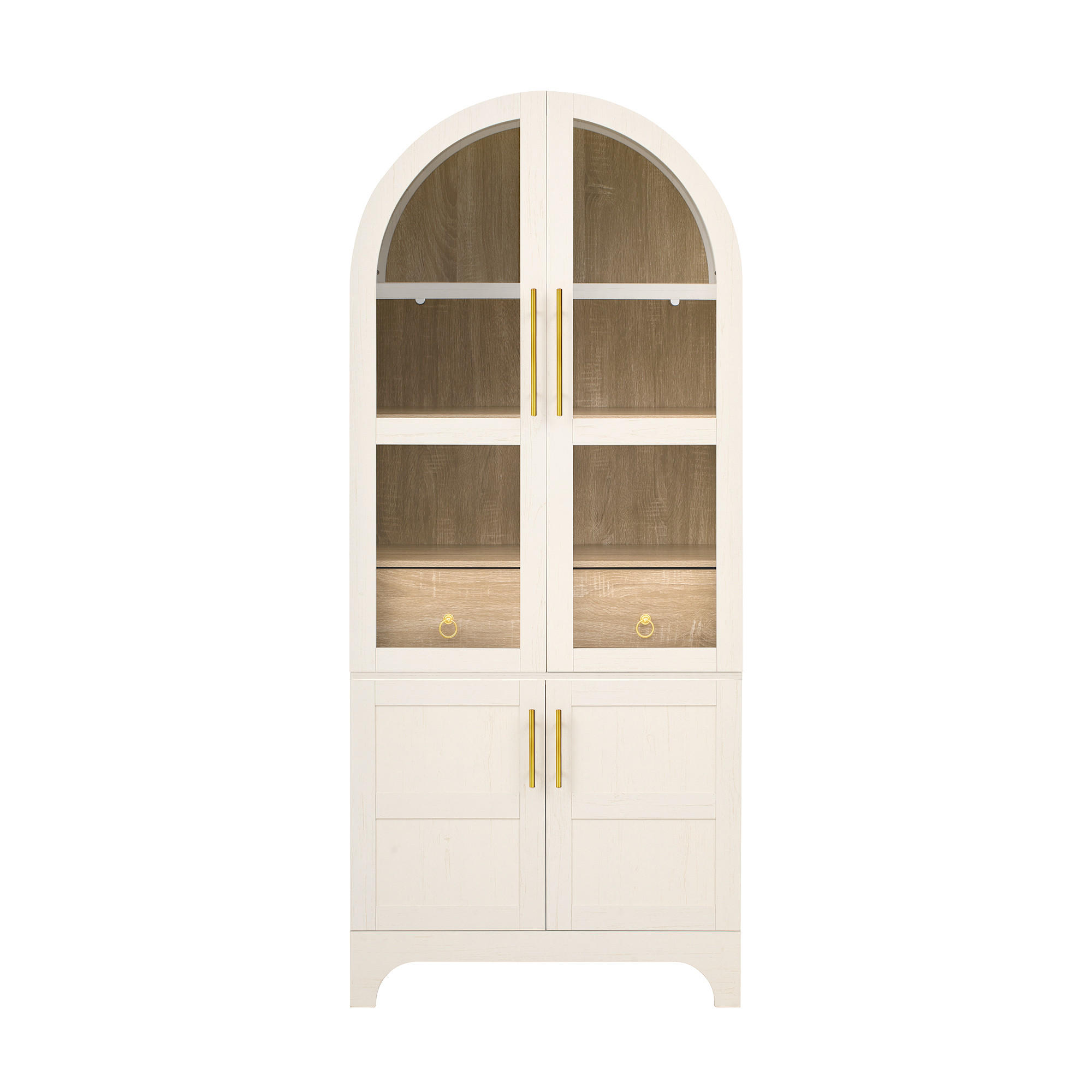 HIGHBOARD mit Riffelglas & Schubladen 180cm - Weiß, Holzwerkstoff (76/180/40cm) - Urban Meuble