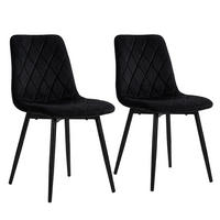 STOL Črna 2-delni-set žamet kovinske noge - črna, kovina/tekstil (43/86/53.5cm) - Relaxdays